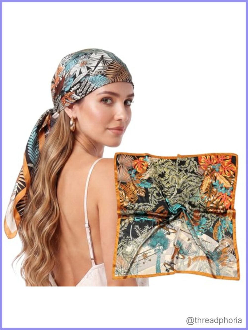 Women's Square Satin-Like Scarf, 35x35 Inch Silk Soft Headscarf, Versatile Hair